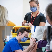 medical students giving vaccine shots