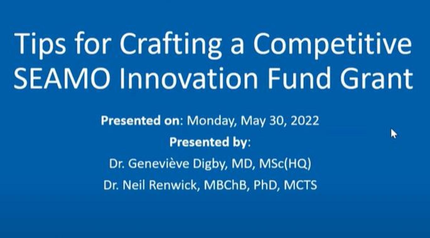 Innovation Fund workshop screen capture of text