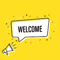word "Welcome" with yellow background