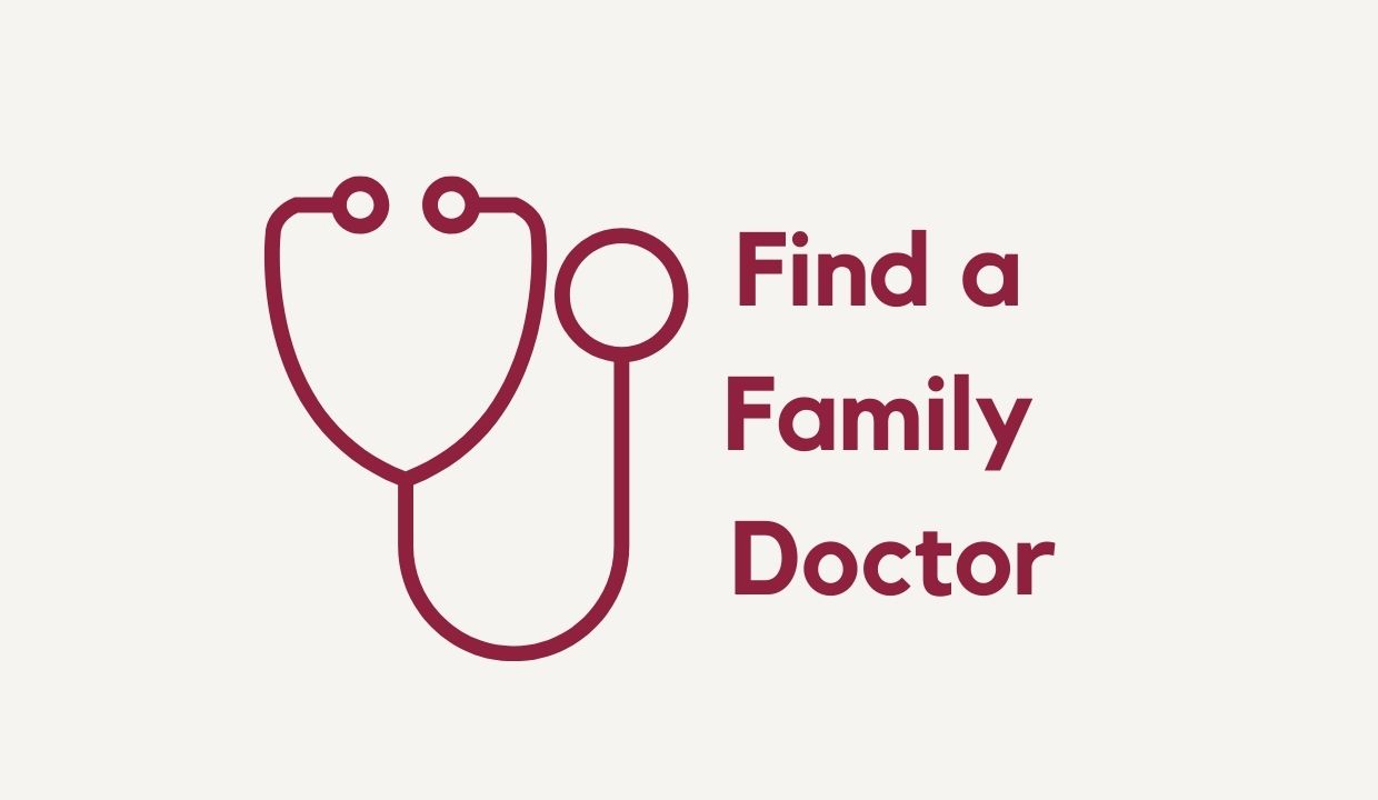 stethoscope with text "Find a Family Doctor"