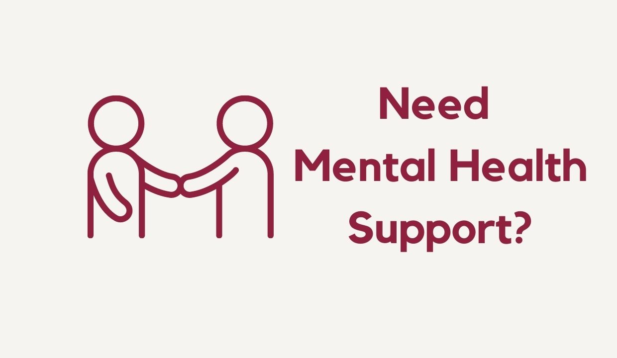two stick figures shaking hands, text "Need Mental Health Support?"