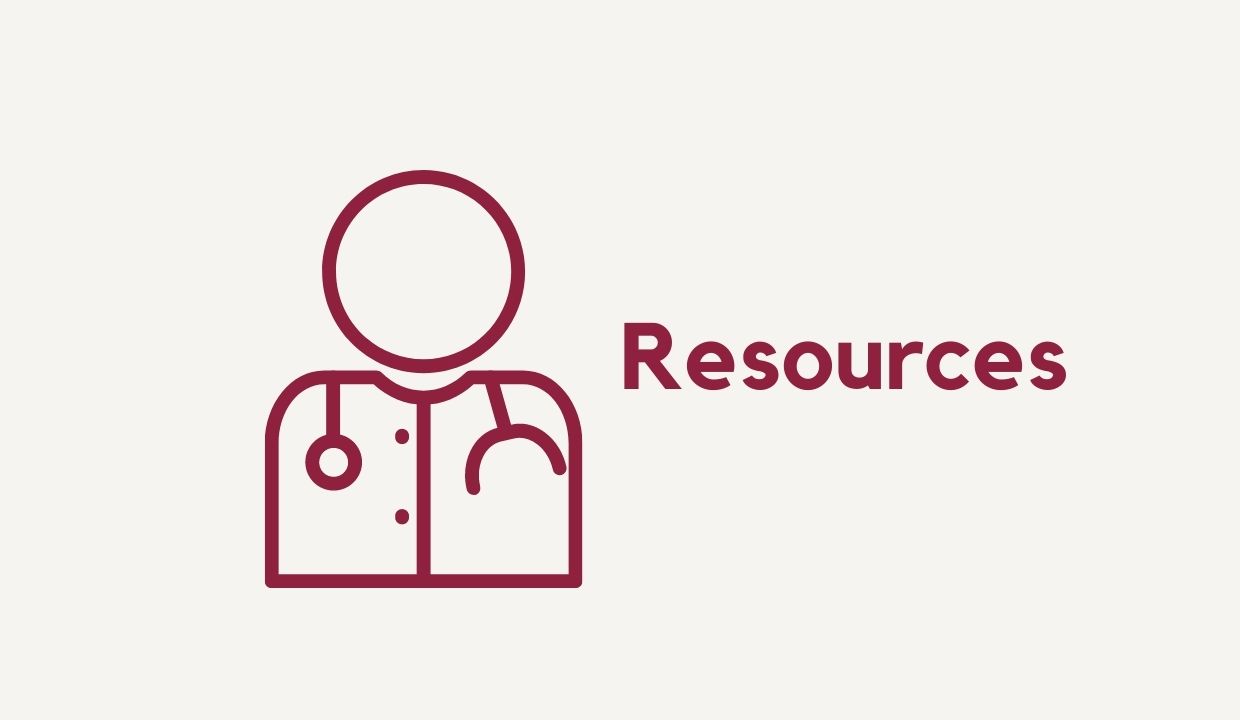 outline of a physician with text "Resources"