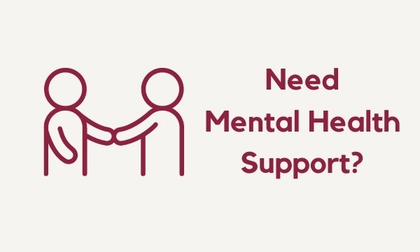 two stick figures shaking hands, text "Need Mental Health Support?"