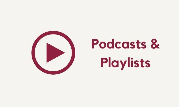 play button with text "Podcasts & Playlists"